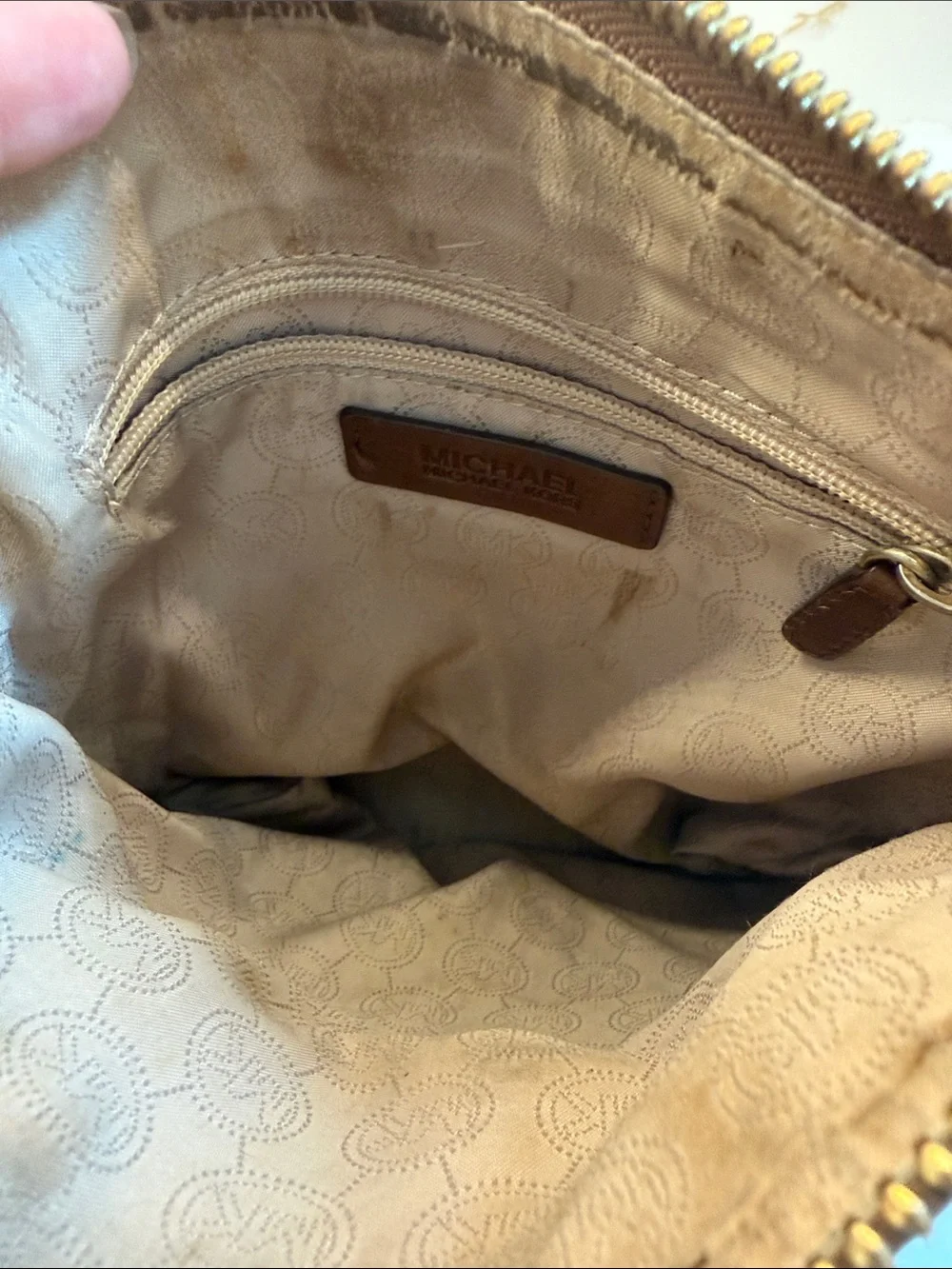 Michael Kors Tan Brown MK Logo Messenger Crossbody
